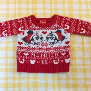 Disney Red and White Minnie Mouse Knit Sweater
